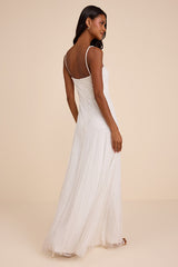 Edessa White Beaded Maxi Dress