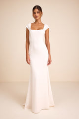 Alena White Cap Sleeve Mermaid Maxi Dress