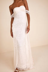 Faye White Embroidered Lace Off-the-Shoulder Maxi Dress