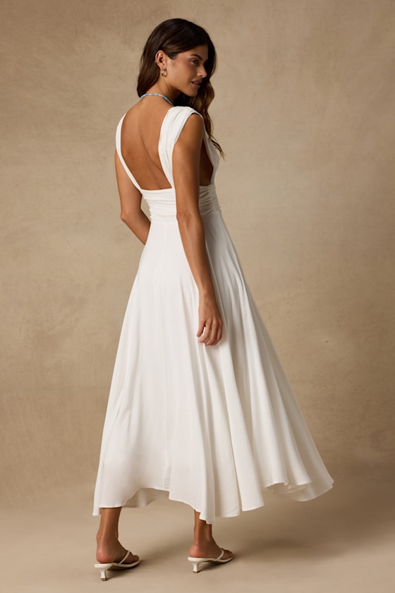 Jaden Ivory Sleeveless Midi Dress
