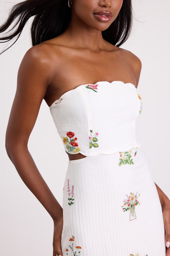 Alex White Embroidered Cutout Mini Dress