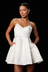 Suzie Ivory Floral Jacquard Skater Mini Dress