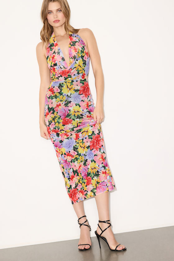 Janelle Black Multi Floral Backless Maxi Dress