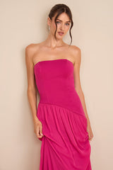 Beth Berry Pink Strapless Drop Waist Maxi Dress