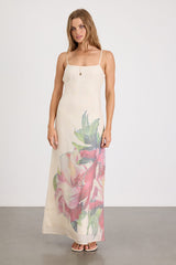 Rayan Cream Multi Floral Scoop Back Maxi Dress