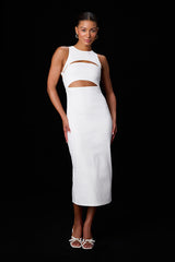 Brenda White Cutout Bodycon Midi Dress