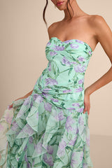 Danna Mint Multi Floral Ruffled Maxi Dress