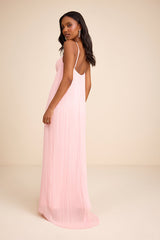 Avi Light Pink Pleated Sleeveless Maxi Dress