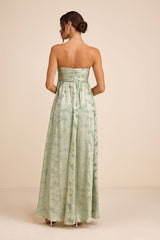Danalia Sage Floral Burnout Strapless Maxi Dress