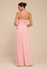 Reeva Light Pink Plisse Drop Waist Maxi Dress