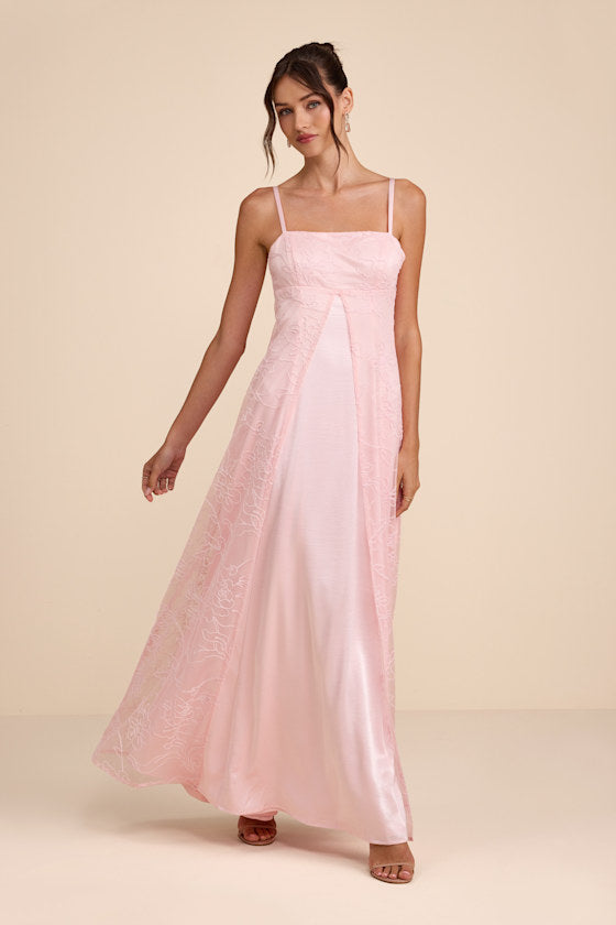 Mitzie Blush Pink Embroidered Maxi Dress