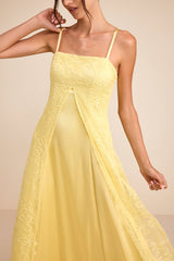 Mitzie Light Yellow Embroidered Maxi Dress