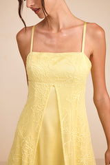 Mitzie Light Yellow Embroidered Maxi Dress