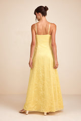 Mitzie Light Yellow Embroidered Maxi Dress