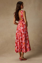 Jaden Pink Multi Abstract Sleeveless Midi Dress