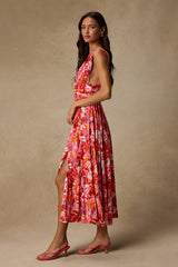 Jaden Pink Multi Abstract Sleeveless Midi Dress