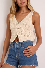 Elite Cuteness Ivory Button-Front Sweater Vest Top