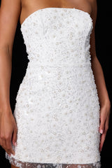 Grecia White Sequin Strapless Mini Dress