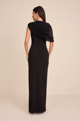 Sutton Black Asymmetrical Column Maxi Dress