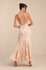 Deluca Floral Burnout Sleeveless Ruffled Maxi Dress