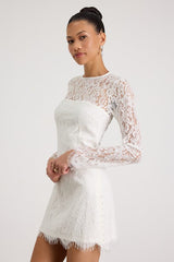 Arlet White Lace Long Sleeve Mini Dress