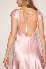 Bethia Blush Satin Backless Mini Dress