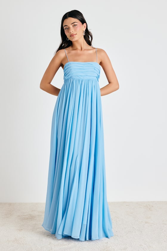 Dansa Light Blue Pleated Maxi Dress