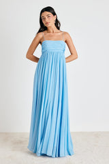 Dansa Light Blue Pleated Maxi Dress