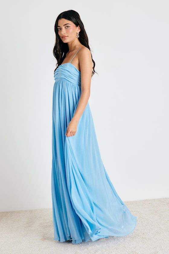 Dansa Light Blue Pleated Maxi Dress