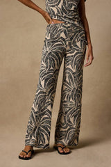 Maya Cream and Black Leaf Print Two-Piece Jumpsuit