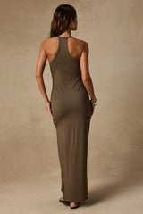 Palani Olive Green Jersey Knit Maxi Dress