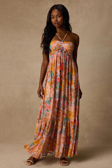 Grace Bay Blush Multi Boho Print Halter Maxi Dress