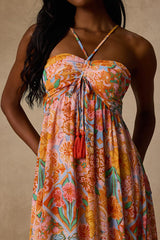 Grace Bay Blush Multi Boho Print Halter Maxi Dress