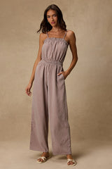 Dylan Brown Gingham Wide-Leg Jumpsuit