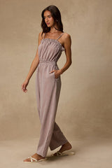 Dylan Brown Gingham Wide-Leg Jumpsuit