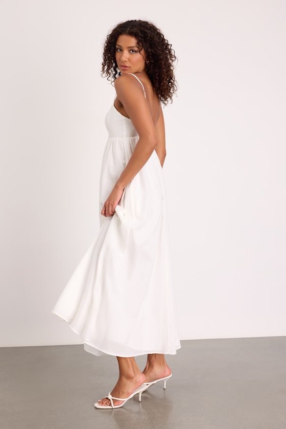 Janie White Backless Maxi Dress