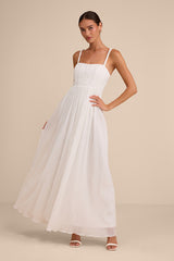 Alana White Textured Sleeveless Maxi Dress
