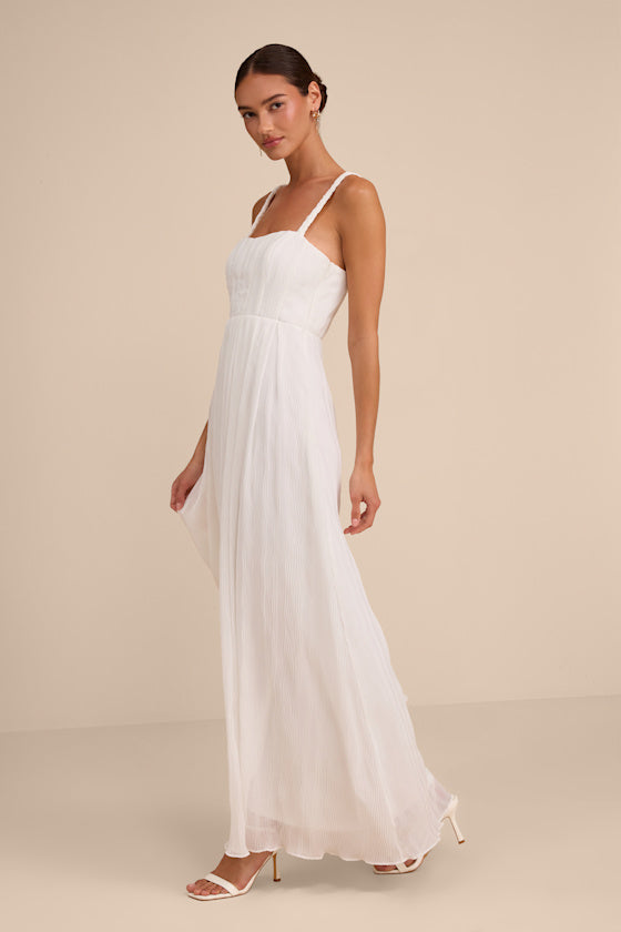 Alana White Textured Sleeveless Maxi Dress