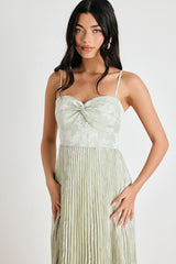 Candia Sage Floral Jacquard Satin Maxi Dress