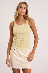 Roan Light Green Lace Twist Strap Tank Top