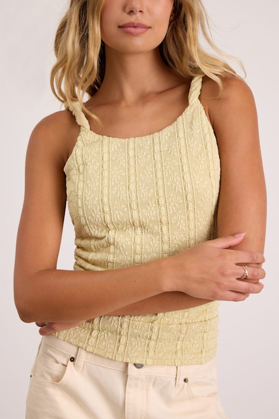 Roan Light Green Lace Twist Strap Tank Top