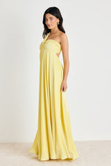 Georgianna Light Yellow Plisse Maxi Dress