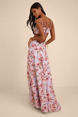 Heidi Lavender Floral Cutout Maxi Dress