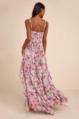 Hensley Lavender Multi Floral Bustier Maxi Dress
