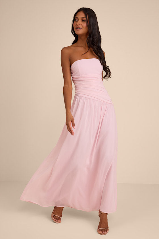 Florian Blush Pink Drop Waist Maxi Dress