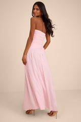 Florian Blush Pink Drop Waist Maxi Dress