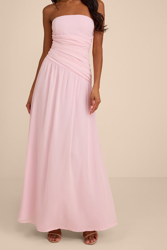 Florian Blush Pink Drop Waist Maxi Dress