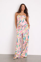 Prilla Pink Multi Abstract Wide-Leg Pants