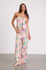 Prilla Pink Multi Abstract Halter Tank Top