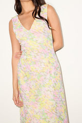 Earhart Yellow Multi Floral Mesh Maxi Dress